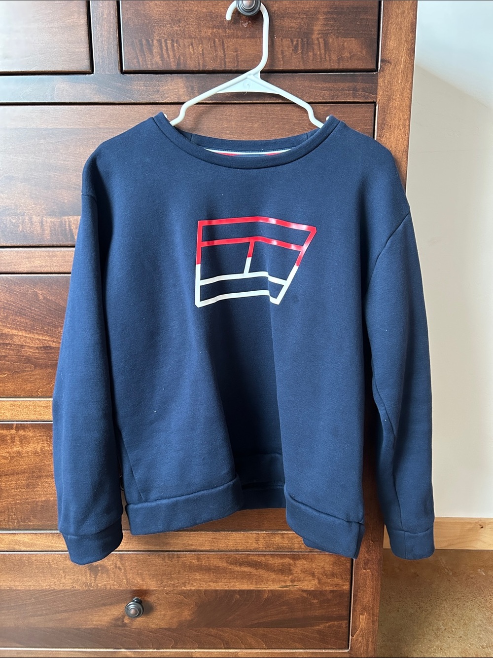 Tommy Hilfiger Navy Crewneck Sweatshirt with Red & White Logo